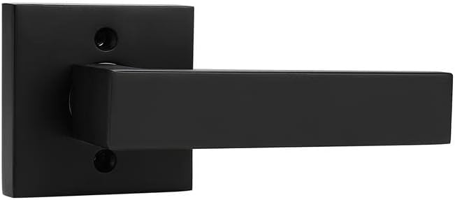 Probrico Matte Black Square French Doors Half-Dummy Handles, Heavy Duty Closet Balcony Pantry Hardware, Non-Turning Stainless Steel Single Dummy Levers(Exposed Screws, 4 Pack)