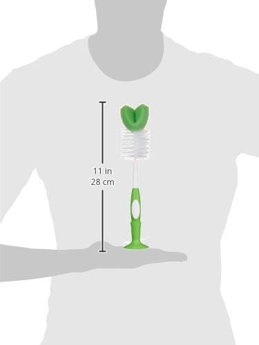Amazon Brand - Mama Bear Baby Bottle Brush with Nipple Cleaner and Suction Cup Stand, White (Pack of 3)