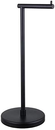 GERZ Bathroom Toilet Paper Holder Stand Modern Tissue Roll Holder SUS304 Stainless Steel Rustproof Freestanding, Matte Black DZY002-BK