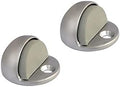 QCAA Solid Brass Low Dome Floor Door Stop, 1/4"-3/4" Clearance from Floor Buttom, Satin Nickel, 2 Pack, Made in Taiwan