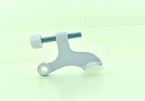 QCAA Hinge Pin Door Stopper, Zinc Die Cast, White, with White Rubber Bumper Tip, 2 Pack, Made in Taiwan