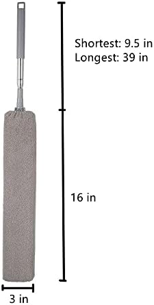 Retractable Gap Dust Cleaner, Cleaning Tool Under Appliance Or Sofa,Microfiber Hand Duster, Detachable and Washable Gap Cleaning Brush, Couch Cleaner, Including A Replacement Cloth Cover Gray