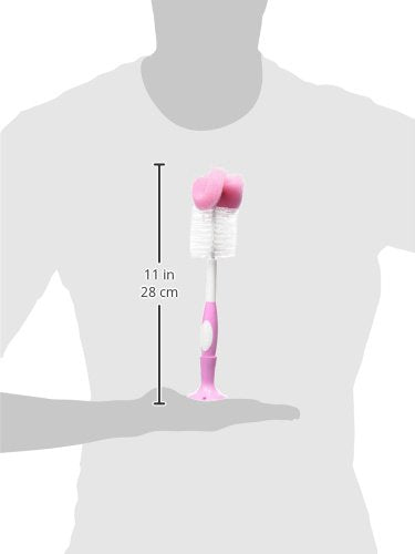 Dr. Brown's Reusable Sponge Baby Bottle Cleaning Brush with Suction Cup Stand and Nipple Cleaner, BPA-Free, Pink, 12-Pack