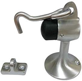 QCAA Solid Brass Door Stop, 3-15/16" Height, Satin Chrome, 1 Pack