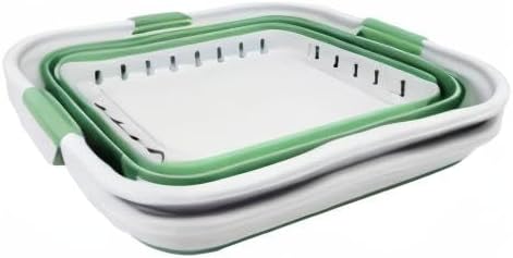 SAMMART 42L (11 gallon) Collapsible Plastic Laundry Basket - Foldable Pop Up Storage Container/Organizer - Portable Basket - Space Saving Hamper/Basket (Grey/Dark Sea Green (Set of 2))