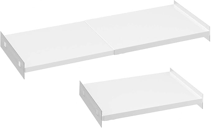Adjustable Closet Shelves Divider,2 Pack of Expandable Metal Hanging Shelves,Separator for Closet Cabinet Wardrobe Cupboard Bedroom(White,15.8" D x 26"-38" W,2PCS)