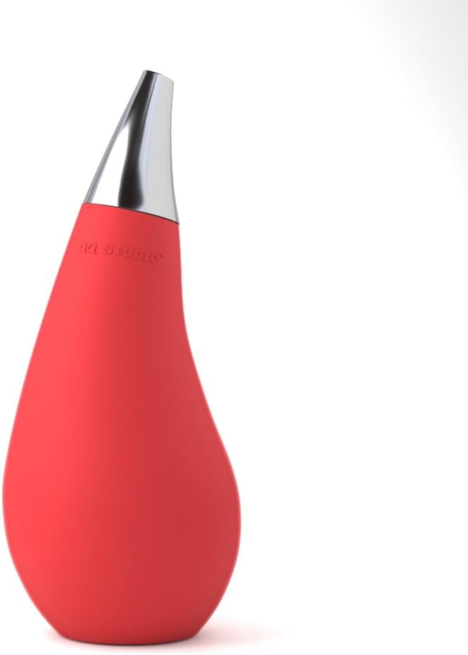 Kitchen Bathroom Counter top Squeezable Soap Dispensers Tear Drop Shape Bottle (Red, ~7oz)