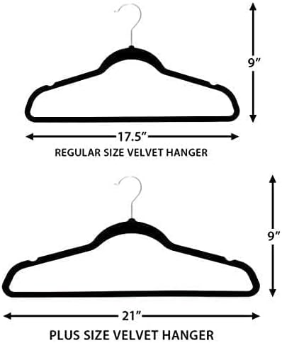 Premium 20 Pack - Ultra Thin No Slip Velvet Suit Swivel Hangers - 21" Extra Wide Strong Velvet Hangers - Space Saving Clothes Hangers - 21x0.2x10 inches (Black)