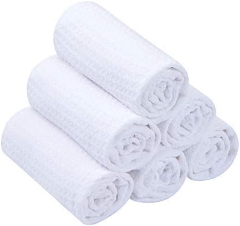 SINLAND Microfiber Dish Towel Sublimation Blank Towels DIY Microfiber Dishes Drying Towel and Kitchen Cleaning Cloth Waffle Towels 16inch X 24inch(6 Pack White)