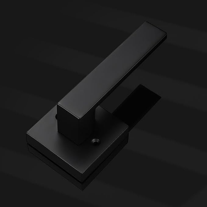 Probrico Matte Black Half Dummy Levers, Square Non-Turning Door Knobs for Left or Right Handed Doors, Interior Keyless Door Handle for Closet or Pantry (8 Pack, Single Side, Exposed Screws)