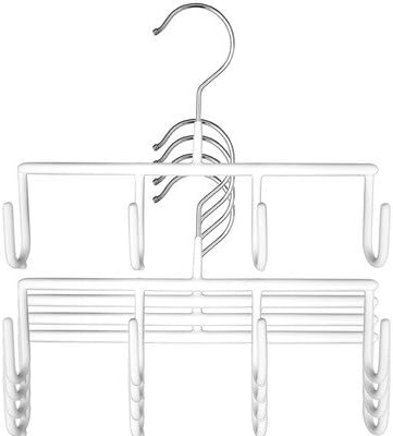 Mawa by Reston Lloyd Non-Slip Space-Saving Clothes Hanger For Belts with 4-Hooks, Style GH, Set of 5, Silver