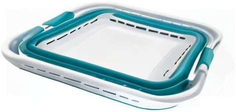 SAMMART 42L (11 Gallons) Collapsible Plastic Laundry Basket - Foldable Pop Up Storage Container/Organizer - Portable Washing Tub - Space Saving Hamper/Basket (White/Ceramic Blue)