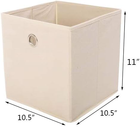 Amelitory Storage Bins Foldable Cube Organizer Fabric Drawer Set of 6 Beige