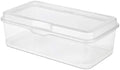 Sterilite Large FlipTop, Stackable Small Storage Bin with Hinging Lid, Plastic Container to Organize Desk at Home, Classroom, Office, Clear, 1-Pack