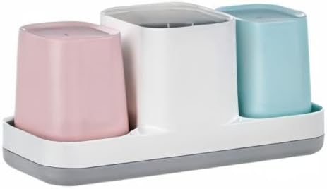 Toothbrush Holder for Bathroom, Kids Toothbrush Holder with Cups, Electric Toothbrush Holder for Bathroom Decor, Kids Bathroom Accessories Set with Toothpaste Holder, Pink & Blue