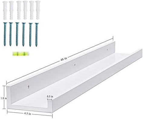 AZSKY 48 Inch Picture Ledge Shelf Floating Shelves Wall Mounted Set of 2 White