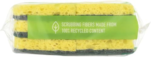 Scotch-Brite Heavy Duty Scrub Sponge, 6 Kitchen Sponges for Tough Messes - Lasts 3X Longer*, Perfect for Cast Iron Skillets & Outdoor Grills, Flexible & Durable Construction (Pack of 6)