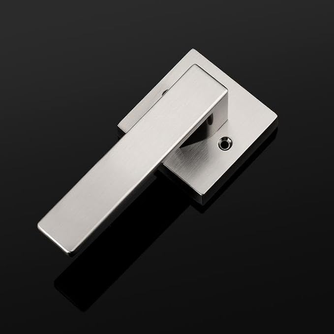 Probrico Brushed Nickel Half Dummy Levers, Square Non-Turning Door Knobs for Left or Right Handed Doors, Interior Inactive Door Handle for Closet or Pantry (1 Pack, Single Side, Exposed Screws)