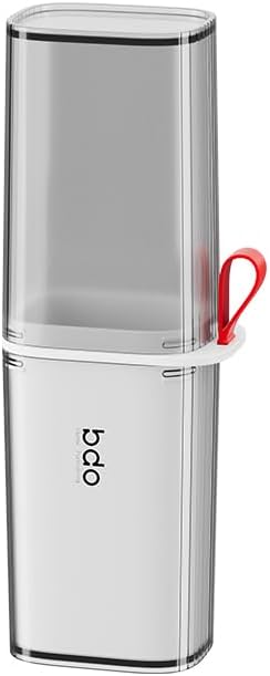 Topavatop Toothbrush Travel Case, 2 in 1 Toothbrush Holder and Rinse Cup, Large Capacity Toothbrush Cup with Cover, Portable Travel Toothbrush Holder for Traveling, Camping, Trip - 1Pcs - Grey&White