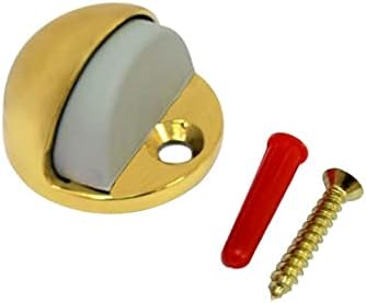 QCAA Solid Brass Low Dome Floor Door Stop, 1/4"-3/4" Clearance from Floor Buttom, Polished Brass, 1 Pack, Made in Taiwan