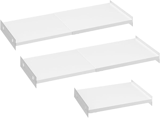 Adjustable Closet Shelves Organizer,3 Pack Expandable Racks for Wardrobe,Cabinet,Storage Tension Shelving for Pantry Cupboard Kitchen (White,W:11.8" D x 17"-31" W,3-PCS)