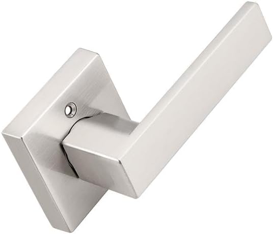Probrico Brushed Nickel Half Dummy Levers, Square Non-Turning Door Knobs for Left or Right Handed Doors, Interior Inactive Door Handle for Closet or Pantry (1 Pack, Single Side, Exposed Screws)