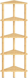 HOOBRO Corner Shelf Stand, 5-Tier Bamboo Corner Bookshelf, Plant Display Shelf, Corner Bookcase, Multipurpose Shelving Unit for Small Space, Living Room, Easy Assembly, Natural YL20CJ01