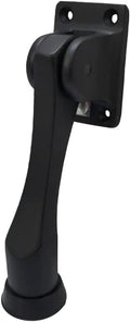 QCAA Solid Brass Drop Down Door Stop, 4", Matte Black, 4 Pack