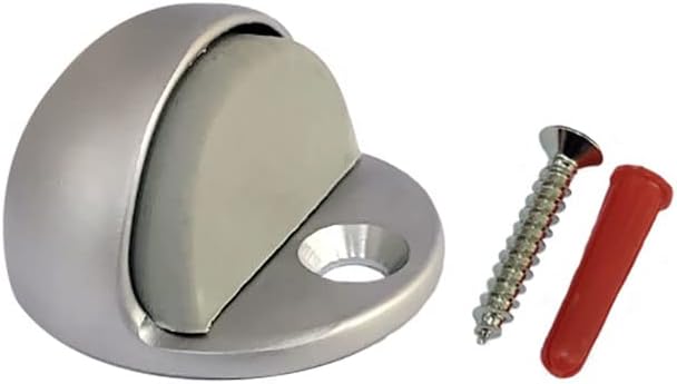 QCAA Solid Brass Low Dome Floor Door Stop, 1/4"-3/4" Clearance from Floor Buttom, Satin Nickel, 2 Pack, Made in Taiwan