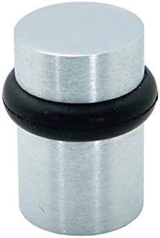 QCAA Cylindrical Floor Mount Door Stop, Height, 2", Solid Brass, Satin Chrome, Made in Taiwan, 1 Pack