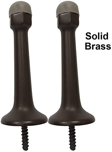 QCAA Quality Heavy Duty Solid Brass Arrow Base Stop, 3-1/4", US10B Oil Rubbed Bronze with Black Tip, 2 Pack