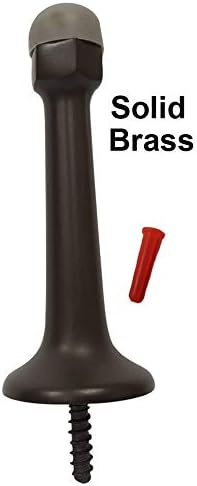 QCAA Solid Brass Heavy Door Stop, Arrow Base Stop, 3-1/4", Matte Black with Grey Tip, 4 Pack