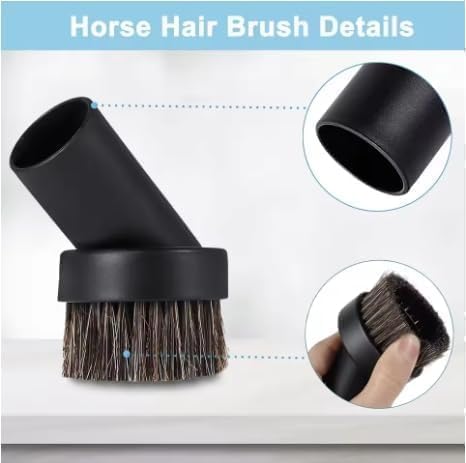25mm Round Dust Brush For Shark Vacuum Attachments Replacement with 1-1/4" to 1-3/8 Hose Adapter, For Most Vacuum Cleaners Accessories