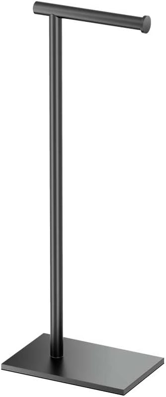 Gatco 1431MX Modern Square Base Toilet Paper Holder Stand, Matte Black, 22.25" H