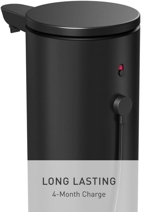 simplehuman 9 oz. Touch-Free Automatic Rechargeable Sensor Pump, Matte Black Stainless Steel, New