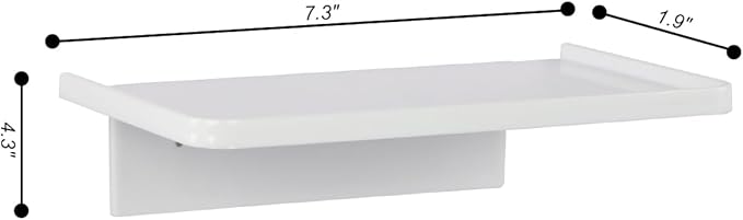 EHKIT Small Floating Shelf Heavy Acrylic Adhesive Stick on Sticky Strips/Nail Screws Wall Mount Bathroom Organizer Wipes Phone Glasses Essential Oil Perfume (White)