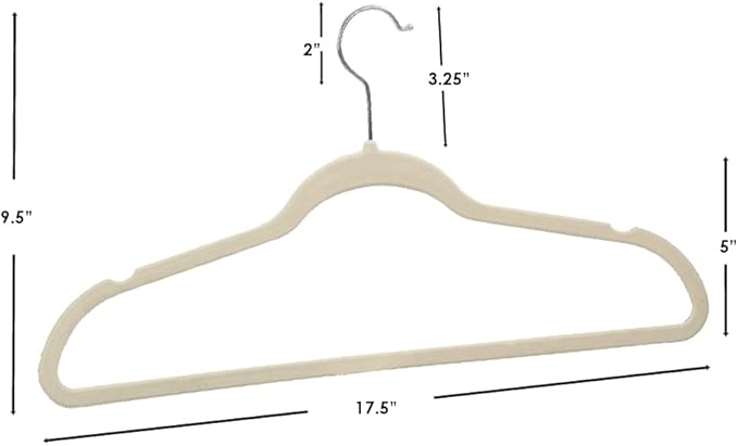 Sunbeam Sunbeam Slip-Proof Snag-Free Ultra Slim Velvet Hanger with Rotating Steel Hook (Pack of 10) (Ivory, 10 Pack)