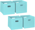 RiverRidge Folding Storage Bins with Handles Aqua Cube Storage Organizer for Closet, Bedroom & Playroom - Closet Organizers and Storage Set of 4
