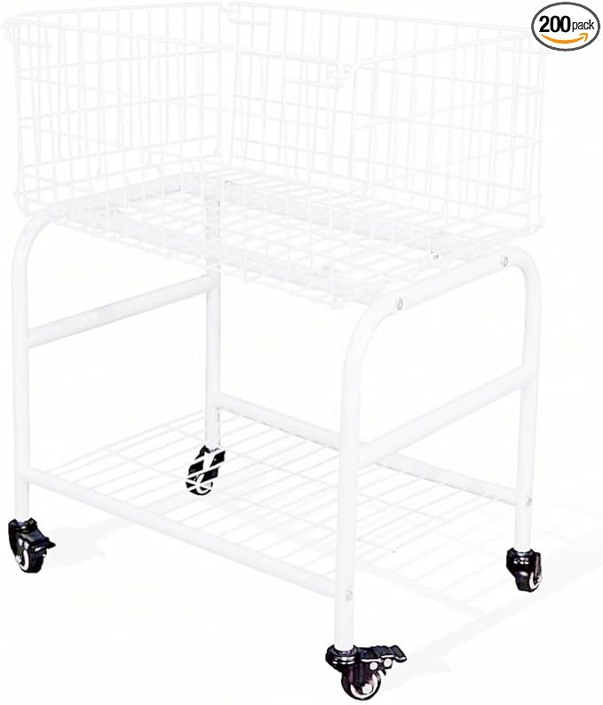 31" tall hennze one layer rolling wire laundry basket,easy moved wire laundry cart for clothes,pants laundry. children toys organization cart,metal cart with metal frame,enlarge the storage (white)