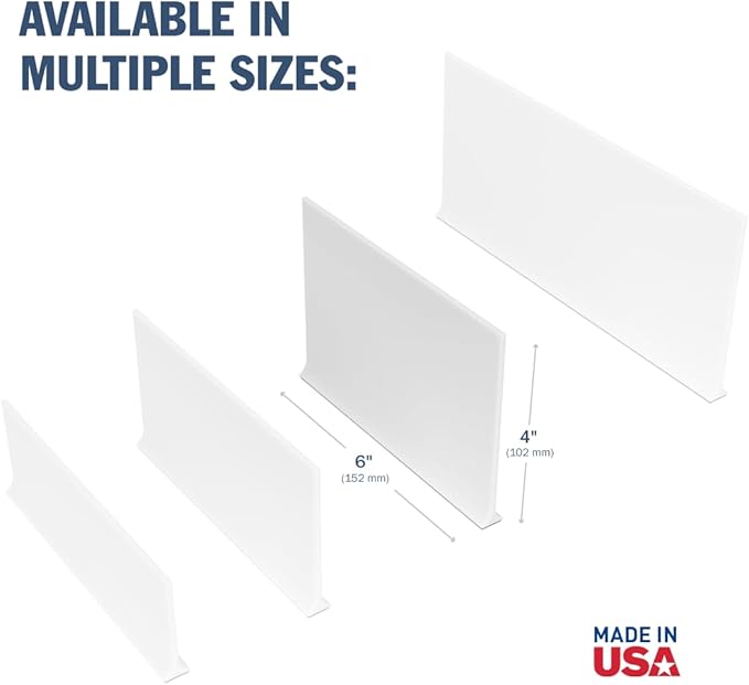 APOTHECARY PRODUCTS Magnetic Shelf Divider, For Vitamins, Books, Food And More, 6 in x 4 in, White, Made In The USA