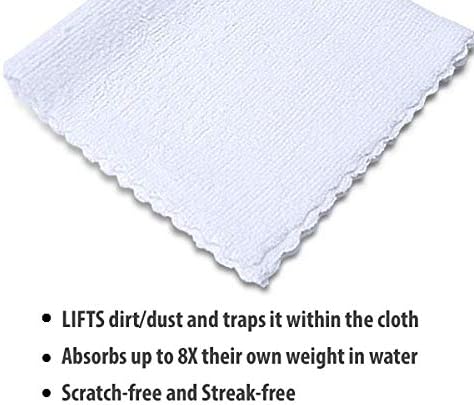 Eurow 200GSM Microfiber Cleaning and Drying Cloths with Dispenser Box, Reusable, Streak-Free, Scratch-Free, Ultra Absorbent, Edgeless for All Surface Types, 12x12in, 100-Pack, White