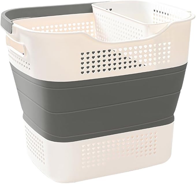 46L Collapsible Laundry Basket with Underwear Hamper, Foldable Laundry Basket, Laundry Baskets Storage Container/Organizer/Clothes Hamper for Laundry (Gray)
