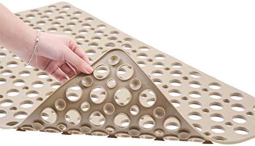 Nonslip Bathtub Mat Extra Soft TPE Bath Mat for Kids, Machine Washable Bathroom Shower Mat, Smooth/Non-Textured Tubs Only, 30 L x 17 W Inch (Brown)