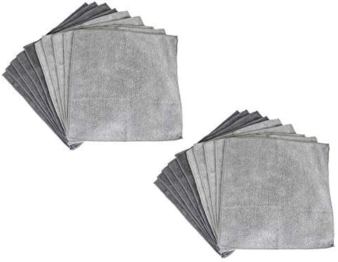 Microfiber Cleaning Cloths, Attract Dust Like a Magnet, Use Wet or Dry, Ultra Soft and Absorbent, Non-Abrasive, Streak Free, Reusable, Machine Wash, Gray, 20 Pack