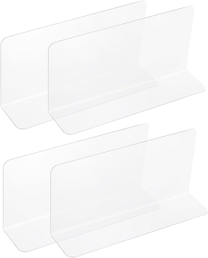 uxcell 4pcs Clear Shelf Dividers, 8"x3.9" Plastic L-Shaped Shelf Separator, Transparent Organizer Divider for Supermarket Store Commodity Classification