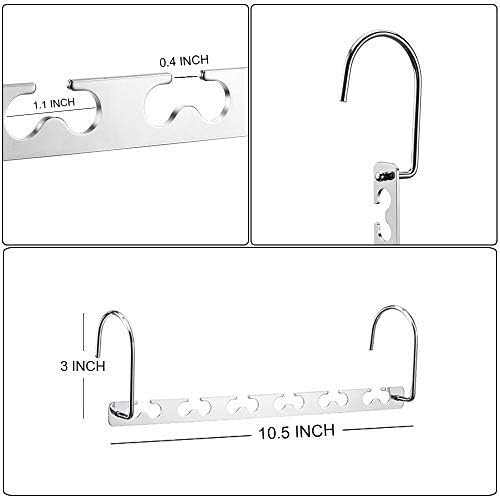 Meetu Space Saving Multifunctional Clothes Hangers - Stainless Steel 6X2 Slots Magic Cascading Hanger - Updated Hook Design Closet Organizer (Pack of 12)