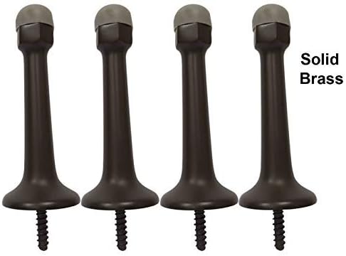 QCAA Solid Brass Heavy Door Stop, Arrow Base Stop, 3-1/4", Matte Black with Grey Tip, 4 Pack
