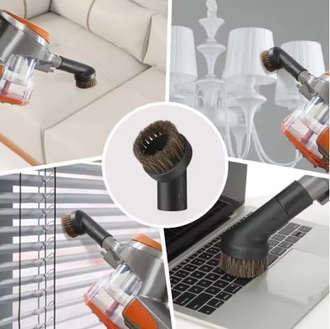 25mm Round Dust Brush For Shark Vacuum Attachments Replacement with 1-1/4" to 1-3/8 Hose Adapter, For Most Vacuum Cleaners Accessories