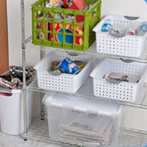 Sterilite Large Ultra Basket, Open Storage Bin to Organize Closets, Cabinets, Pantry, Shelving and Countertop Space, White, 1-Pack