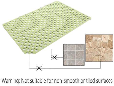 Mantto Nonslip Bathtub Mat Extra Soft TPE Bath Mat for Kids, Machine Washable Bathroom Shower Mat, Smooth/Non-Textured Tubs Only, 30L x 17W Inch (Green)
